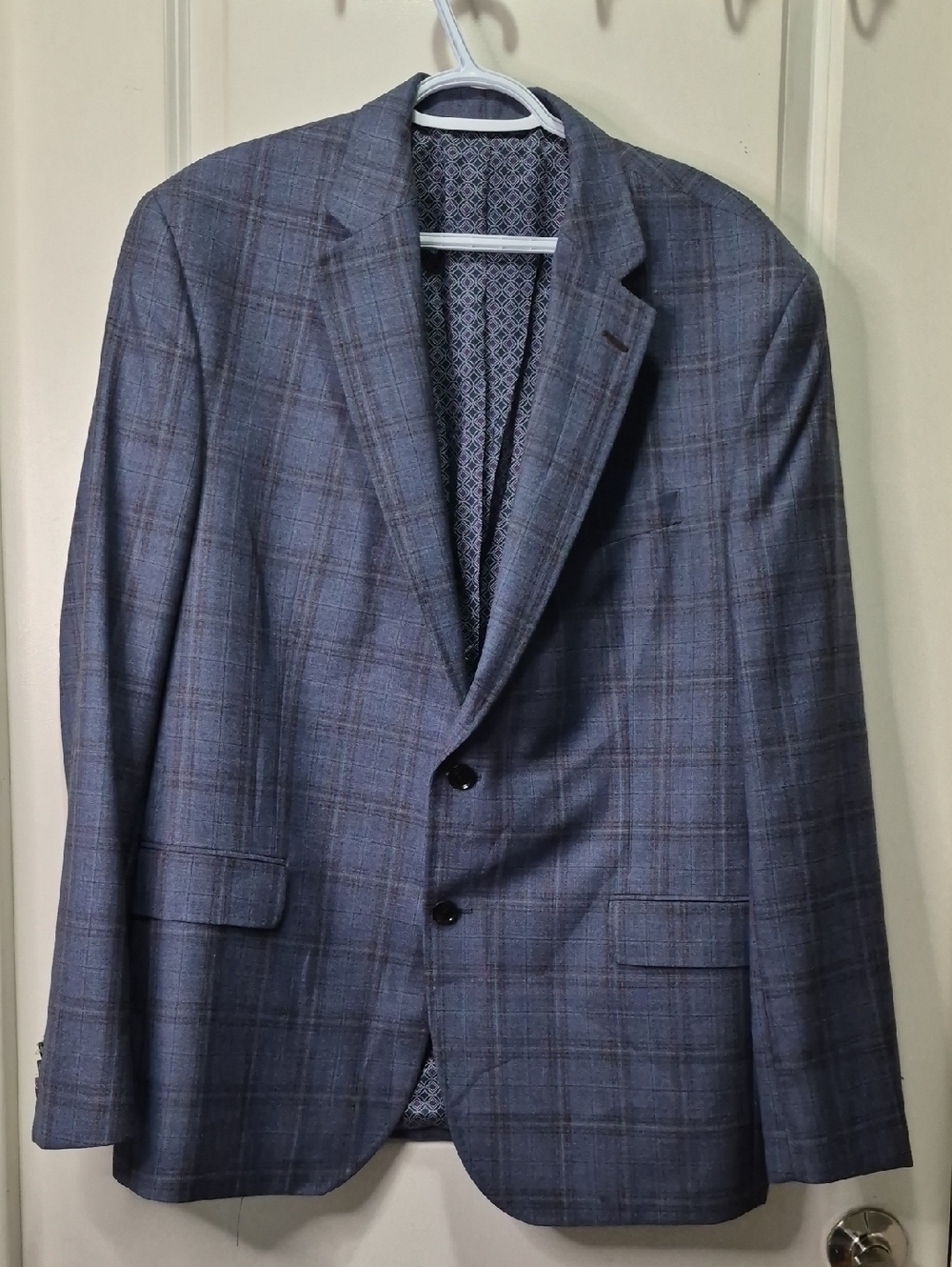 Ted Baker Blue &‎ Gray Plaid Sport Coat with Subtle Windowpane